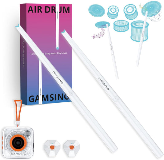 Air Drum Electronic Drum Set - Portable Electric Air Drum Set With 3.5mm Input, Air Drumsticks Pedals Lessons & Games, Bag, Pedal, Lanyard - Gamsing Official Genuine