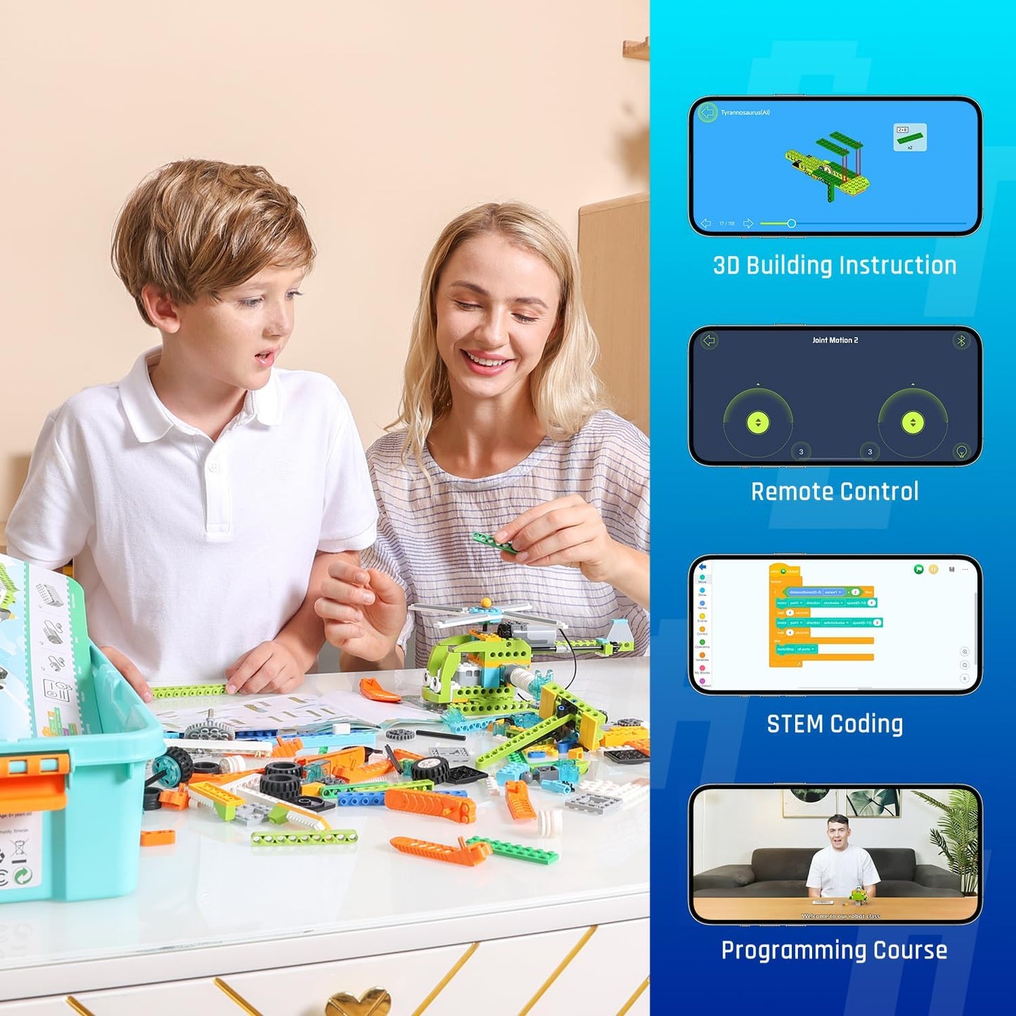 Makerzoid Robot Master Kit 2 Sets, Robots Sets of Coding Robots Kit & Building Blocks Set, Educational Gift for Brothers/Sisters Ages 6+
