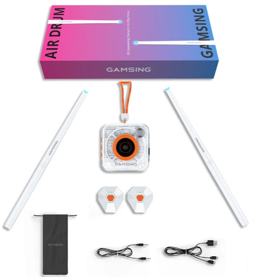Air Drum Electronic Drum Set - Portable Electric Air Drum Set With 3.5mm Input, Air Drumsticks Pedals Lessons & Games, Bag, Pedal, Lanyard - Gamsing Official Genuine